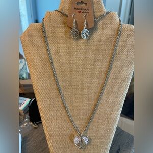 Tree of Life earring and necklace set. Handmade.